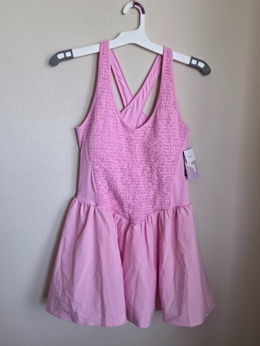 JoyLab bubblegum pink smocked athletic dress with built in shorts NWT XXL